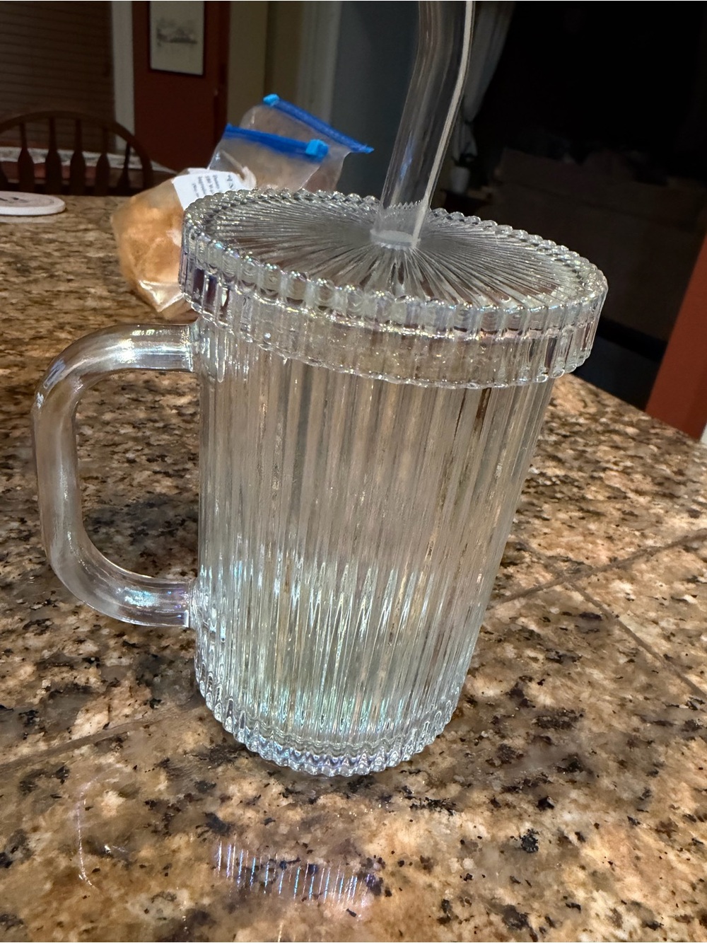Clear Glass with Lid and Straw - Home Dining